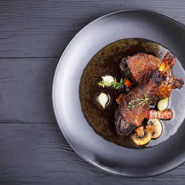 a portion of Coq Au Vin