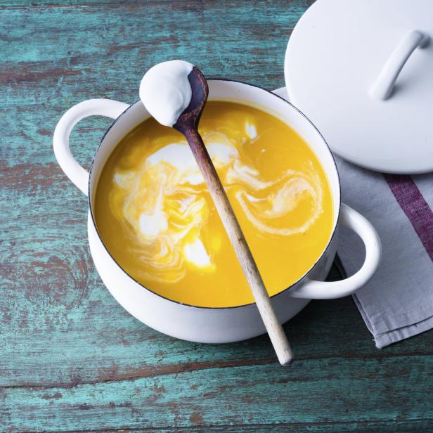 Kürbissuppe mit Roiboostee.