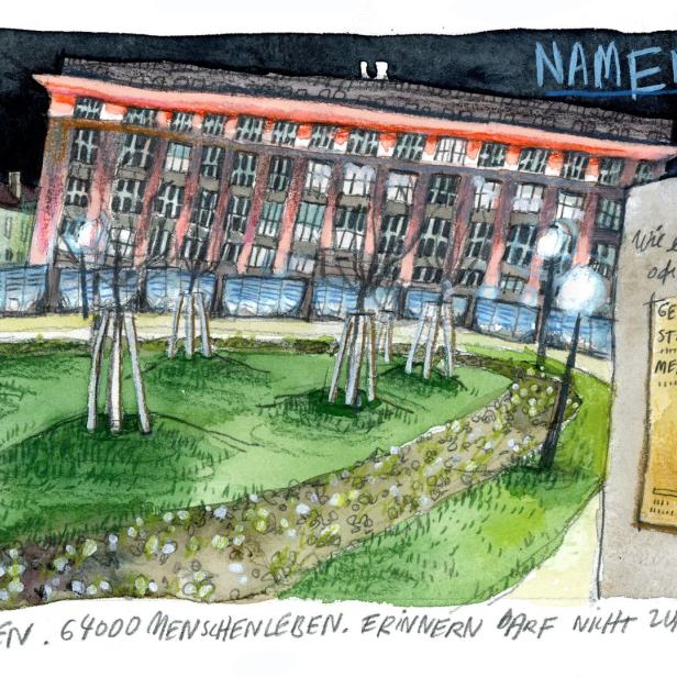 Die Namensmauern-Gedenkstätte in Wien, ein Denkmal für die Opfer der Schoah.