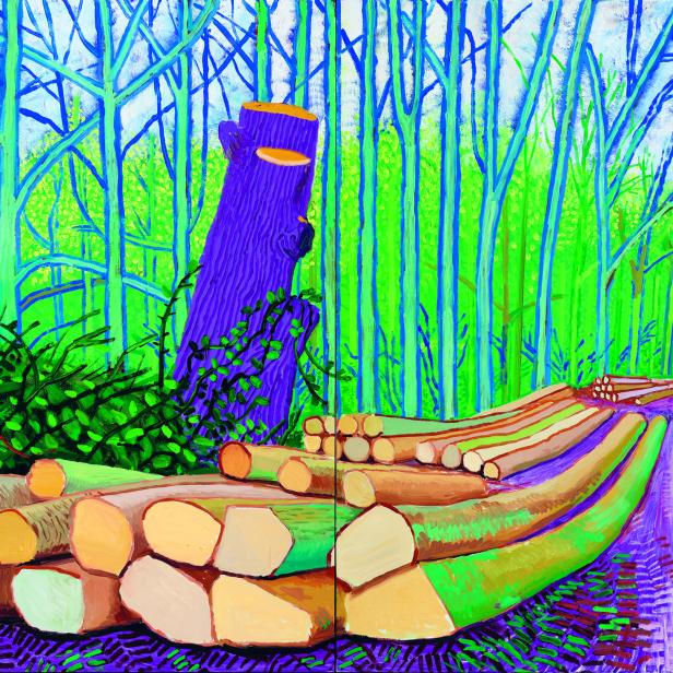 Die Ölgemälde zeigen, wie David Hockney die Farben der Natur künstlerisch wahrnimmt.  Felled Trees on Woldgate, 2008