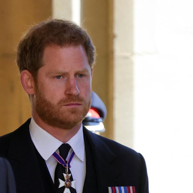 Prinz Harry in formeller Kleidung mit Orden und Ehrenzeichen.