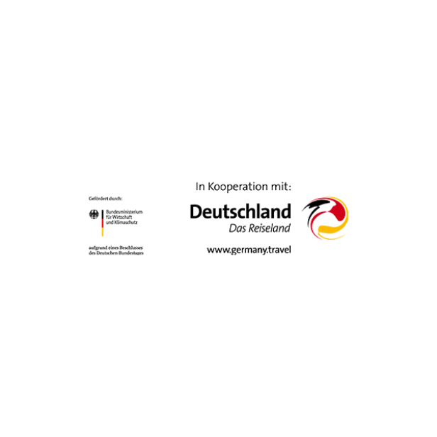 Logos des Bundesministeriums für Wirtschaft und Klimaschutz und von „Deutschland – Das Reiseland“.