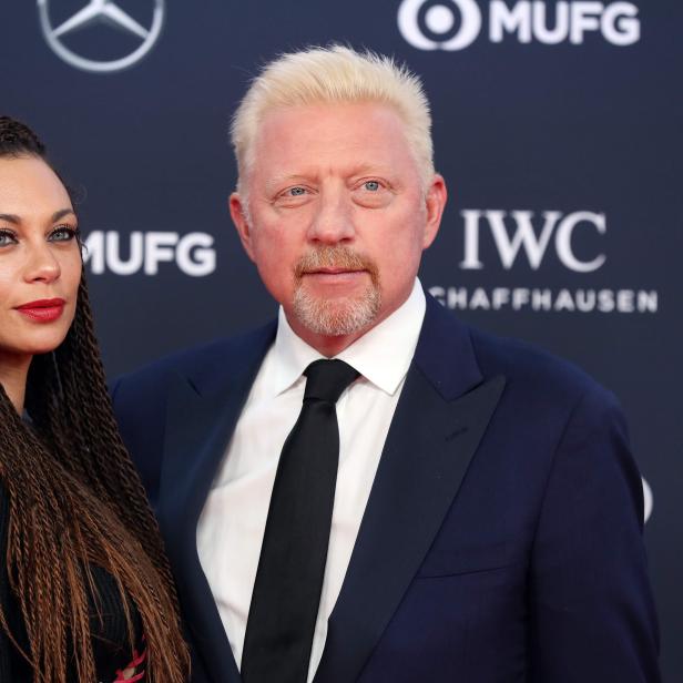 Boris Becker mit Begleitung bei der Laureus Sport Preisverleihung in Monaco.