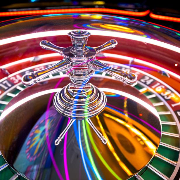 Roulette machine in the casino stock photo