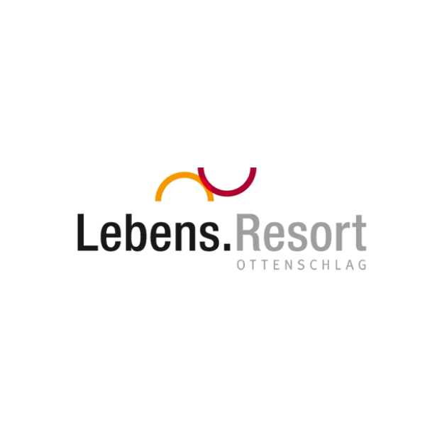Das Logo des Lebens.Resort Ottenschlag mit zwei farbigen Bögen.