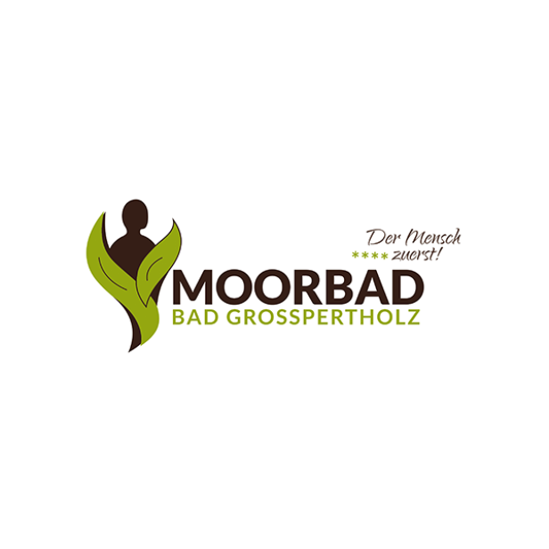Logo für Moorbad Bad Grosspertholz mit dem Slogan „Der Mensch zuerst!“.