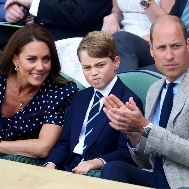Prinz William, Prinzessin Kate und Prinz George schauen bei Wimbledon zu.
