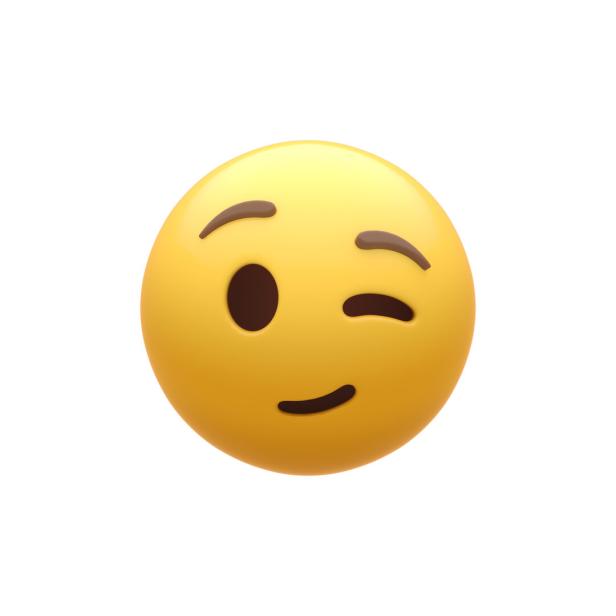 Ein gelbes Emoji mit einem Augenzwinkern.