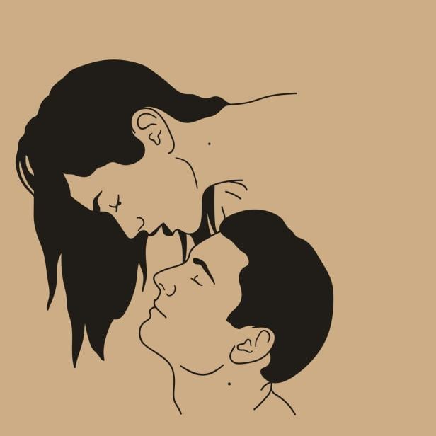 Eine stilisierte Zeichnung eines Paares, das sich nahe ist.