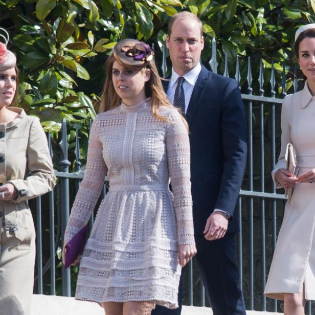 Prinz William mit Prinzessin Beatrice, Prinzessin Eugenie und Prinzessin Kate bei einer Veranstaltung.