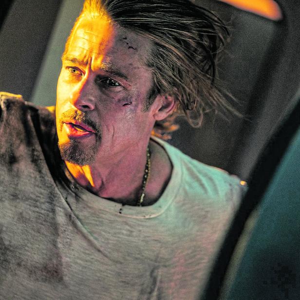 Brad Pitt mit Schrammen im Gesicht.