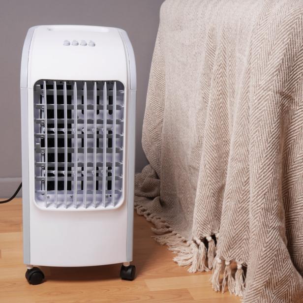 portable air cooler and humidifier in living room