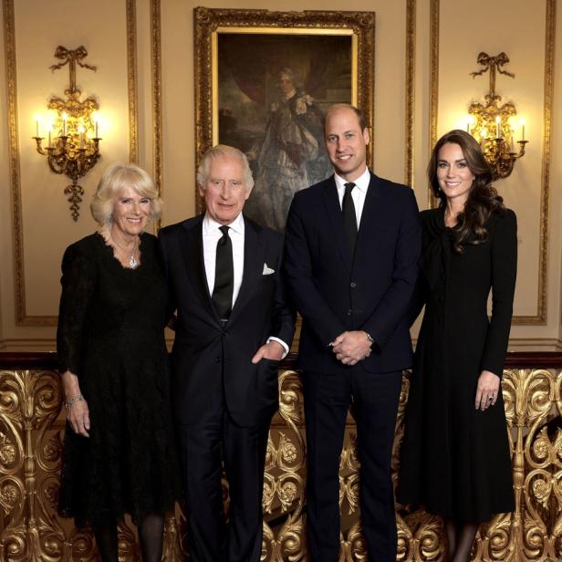 Königsgemahlin Camilla, König Charles III., Prinz William und Prinzessin Kate.