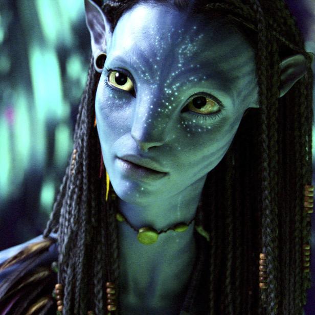 Nahaufnahme eines weiblichen Na'vi aus dem Film „Avatar“.