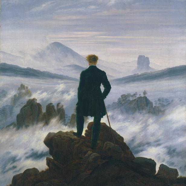 „Der Wanderer über dem Nebelmeer“ von Caspar David Friedrich.