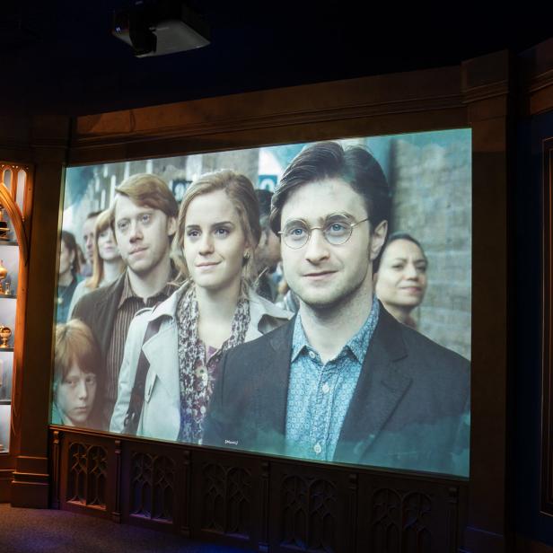 Szene mit Daniel Radcliffe, Emma Watson und Rupert Grint aus einem „Harry Potter“-Film.