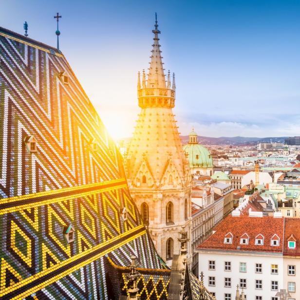 Blick über Wien vom Stephansdom aus.