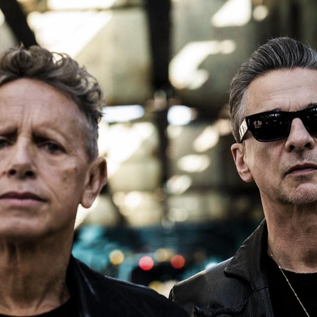 Nahaufnahme von Martin Gore und Dave Gahan von Depeche Mode.
