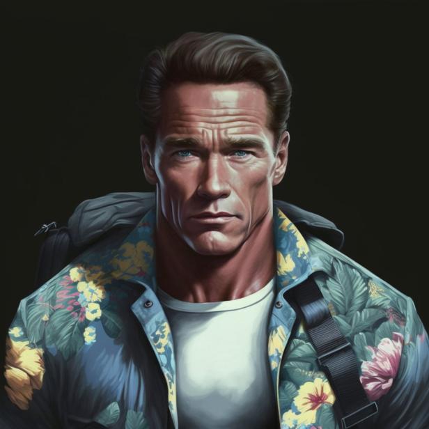 Arnold Schwarzenegger – wie ihn die KI sieht – als Covermodel für ein Luxuslabel?