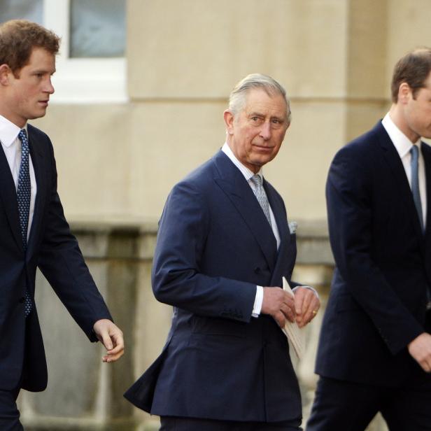 Prinz Harry, König Charles und Prinz William.