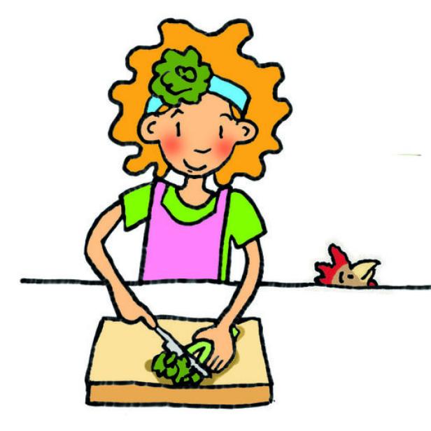 Lilli kocht Hühnchen und Brokkoli in vier Schritten.
