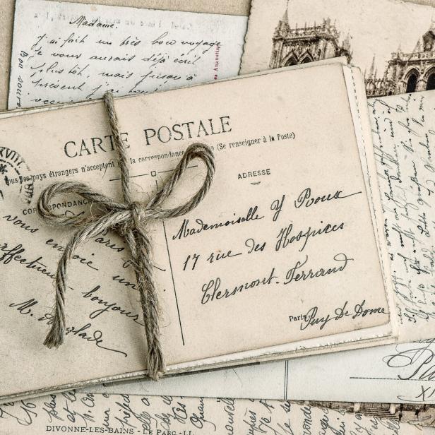 old letters and antique french postcards