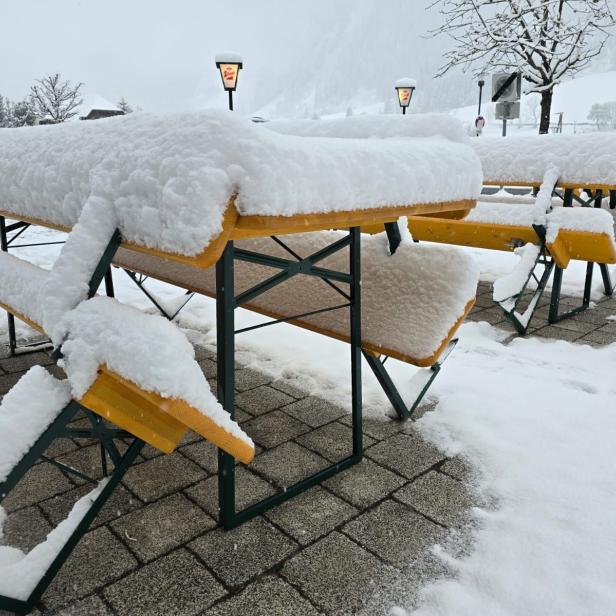 Gastgarten im Schnee