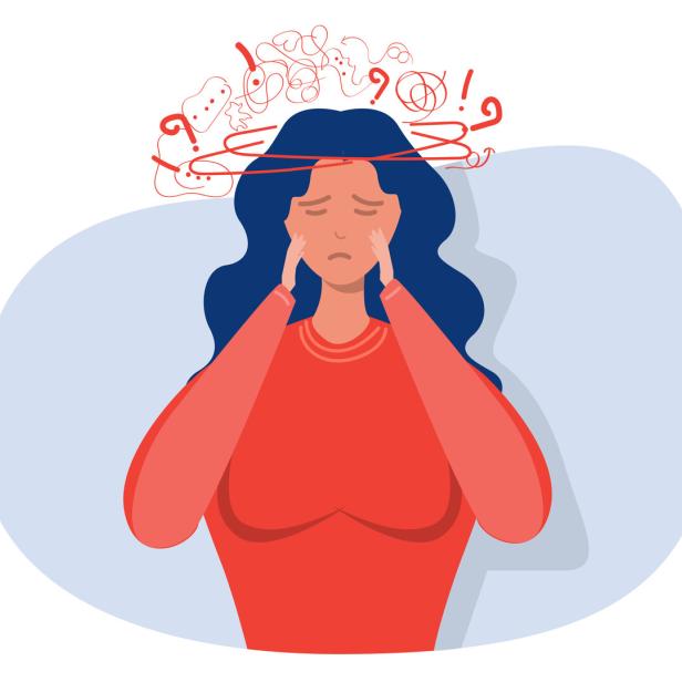 Eine Illustration einer Frau mit Stress.