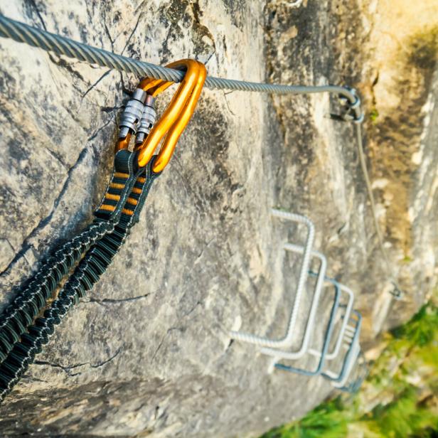 Carabiners on a Via Ferrata