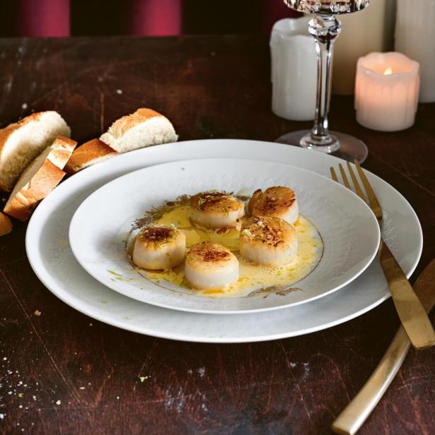 Jakobsmuscheln mit Calvados-Beurre-Blanc.