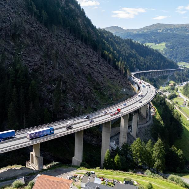 Die Luegbrücke auf der Brennerautobahn A13 in Tirol.