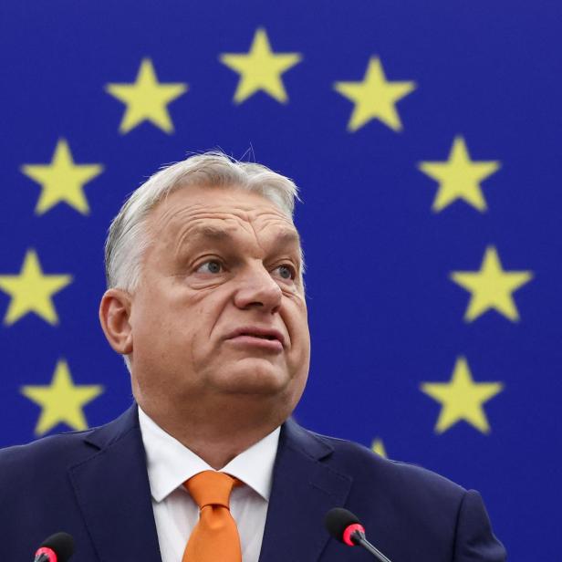 Hungary's Orban addresses European Parliament, in Strasbourg