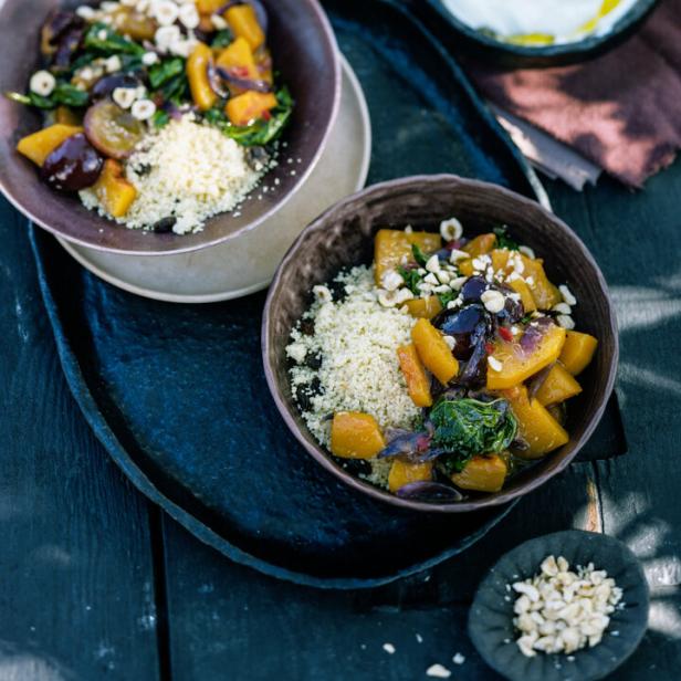 Kürbis-Zwetschgen-Tajine.