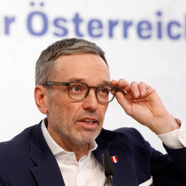 Head of Austria's Freedom Party Herbert Kickl holds a press conference in Vienna