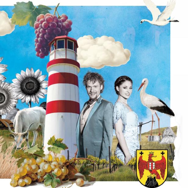 Kitersurfer, Weiden, pannonische Landschaft, der Leuchtturm von Podersdorf, Wein und Thommy Ten und Amelie van Tass.