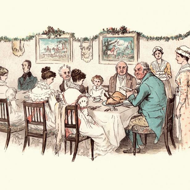 Weihnachtsfest zu Zeiten von Charles Dickens.