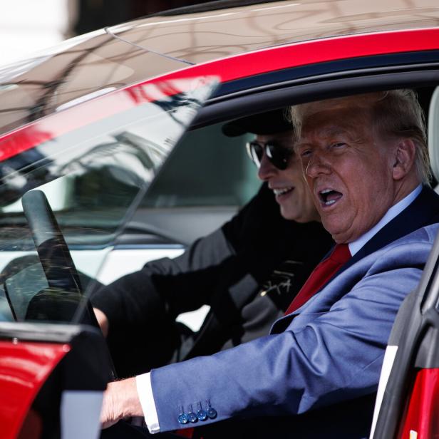 Donald Trump und Elon Musk in einem Tesla: Die Autos benötigen Seltene Erden aus China