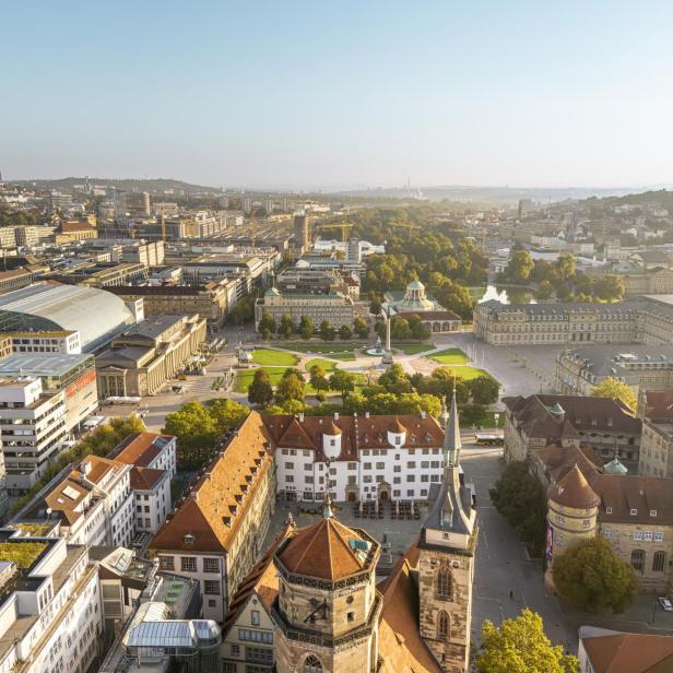 Stuttgarter Schlossplatz aus der Vogelperspektive