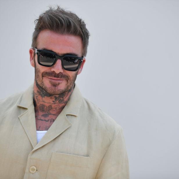 David Beckham mit Sonnenbrille bei einem Photocall für Jacquemus in Frankreich.