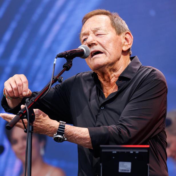 Wolfgang Ambros singt auf der Bühne beim Donauinselfest.