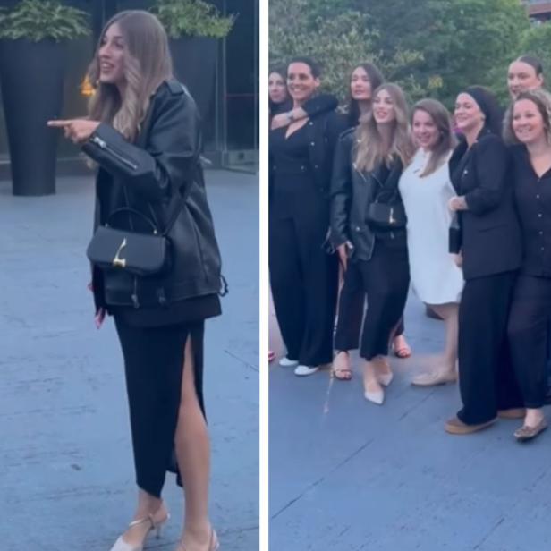 Mehrere junge Frauen stehen für eine Gruppenfoto beisammen