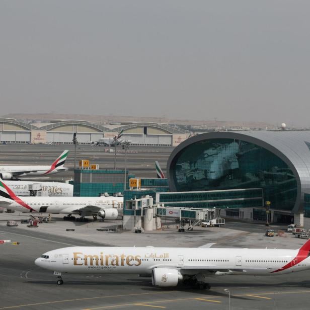 FILE PHOTO: Emirates Airline planes are seen at Dubai International Airport in Dubai