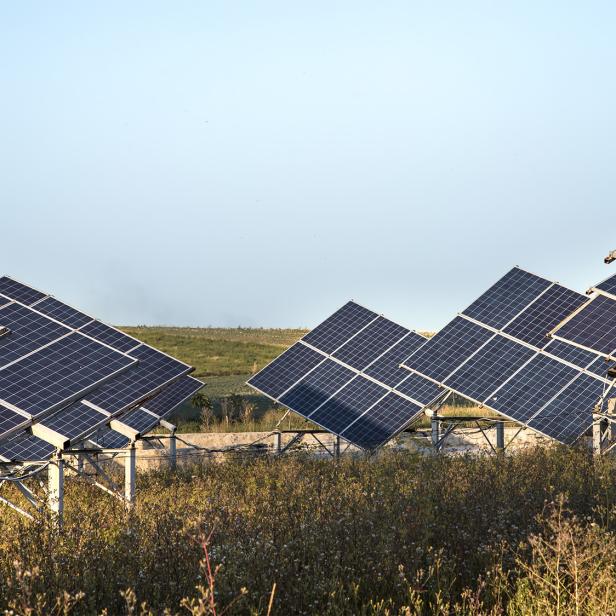 Solaranlagen auf einem Feld 