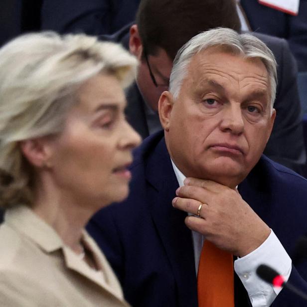 Ungarns Orban spricht im Europäischen Parlament in Straßburg.