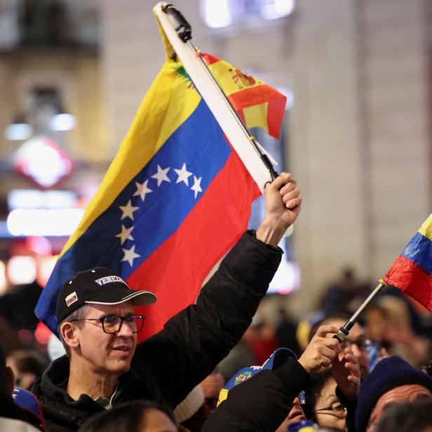 Supporters of Venezuela opposition protest against President Maduro in Madrid