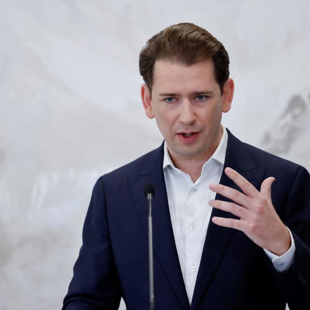 Der ehemalige Bundeskanzler Sebastian Kurz während einer Pressekonferenz.