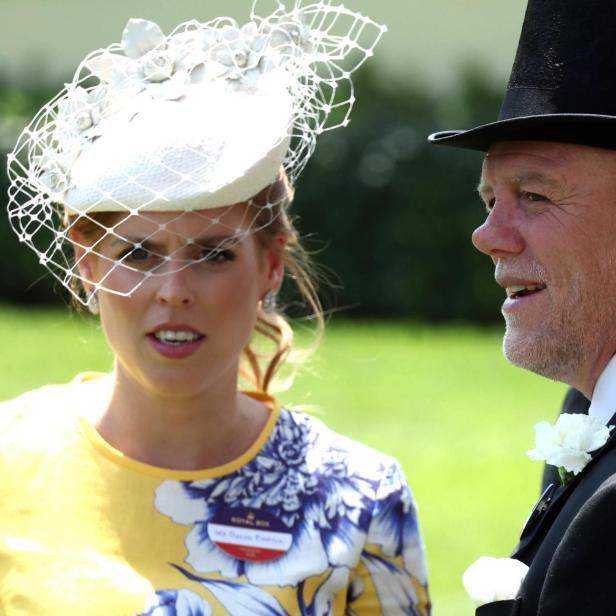 Prinzessin Beatrice und ein Mann mit Zylinder beim Royal Ascot 2025