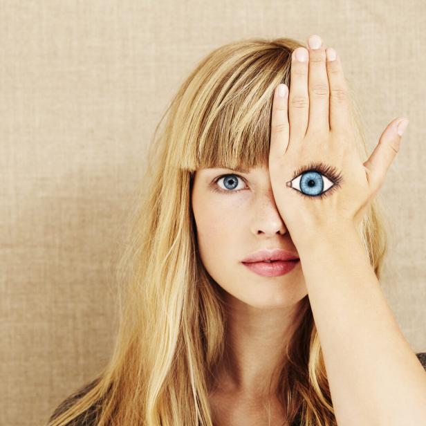 Beautiful blond with painted eye