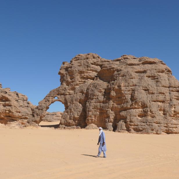 Wüste in Algerien: Ein Fels in Form eines Elefanten.