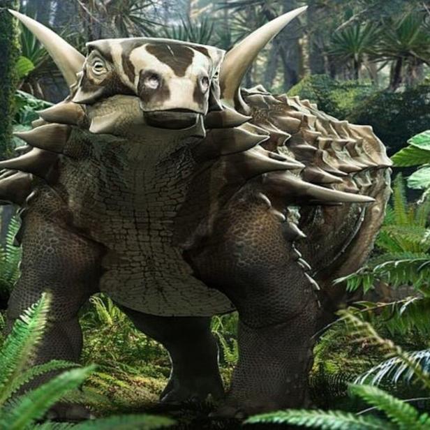 Lebendrekonstruktion des Dinosauriers Struthiosaurus austriacus aus der späten Kreidezeit Österreichs.